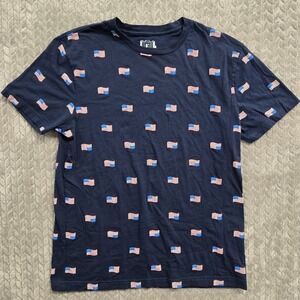 IML Issac‎ Morris T-shirt USA Flag July 4th Size Large Navy Blue Patriotic Vet